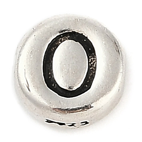 925 Sterling Silver Flat Round with Letter Beads STER-G044-01AS-O-1