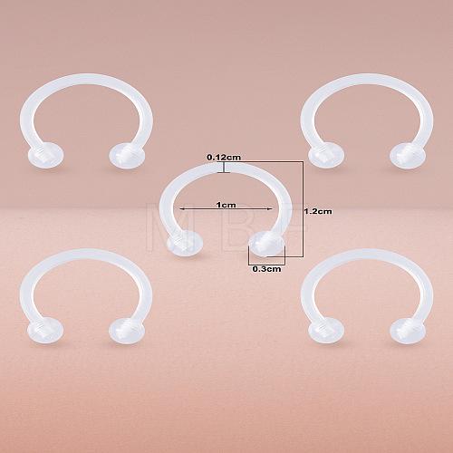 5Pcs Acrylic Round Ball Circular/Horseshoe Barbell Nose Rings WG9532E-09-1