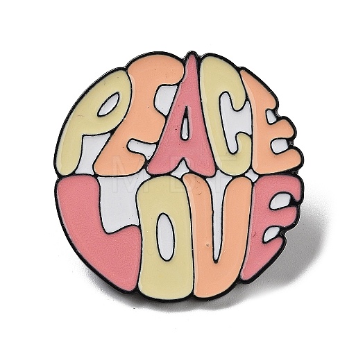 Love & Peace Theme Alloy Enamel Pin Brooch JEWB-E035-01EB-01-1