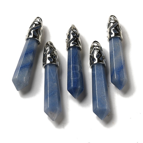 Dyed & Heated Natural Blue Aventurine Pointed Big Pendants G-Z055-01P-01-1