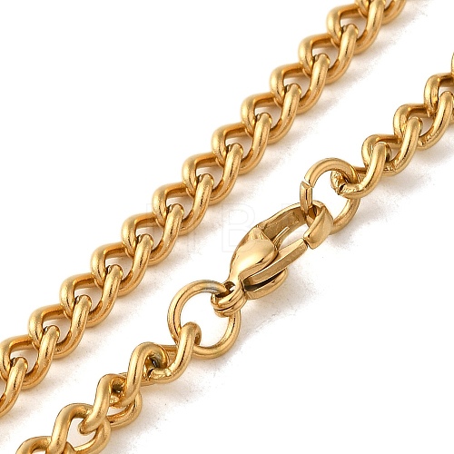 Ion Plating(IP) 304 Stainless Steel Cuban Link Chain Necklaces NJEW-L173-024G-02-1