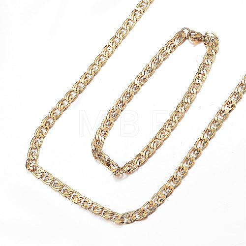 304 Stainless Steel Necklaces and Bracelets Jewelry Sets SJEW-E066-07G-1