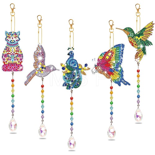 Bird Cat Butterfly DIY Diamond Painting Pendant Decoration Kits DIAM-PW0010-22C-1