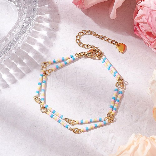 Glass Seed Beads Link Bracelets BJEW-MZ00148-02-1