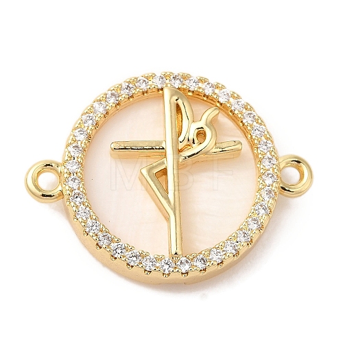 Rack Plating Brass Micro Pave Clear Cubic Zirconia Spanish Faith Cross Connector Charms X-KK-L220-003G-03-1