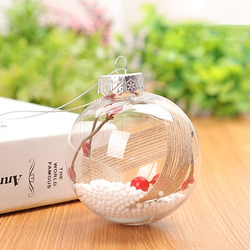 Transparent Plastic Fillable Ball Pendants Decorations XMAS-PW0002-02A-06-1