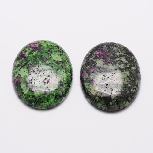 Oval Natural Sesame Jasper/Kiwi Jasper Cabochons X-G-K020-18x13mm-09-1-1