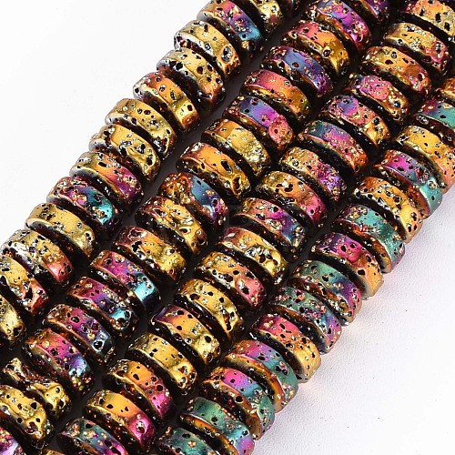 Electroplated Natural Lava Rock Beads Strands G-T114-69C-1