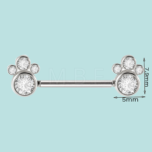 304 Stainless Steel Crystal Rhinestone Barbell Nipple Rings WG5DFA5-20-1