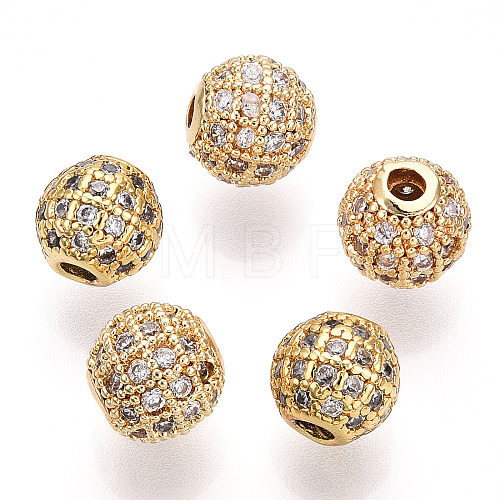 Rack Plating Brass Cubic Zirconia Beads X-ZIRC-S001-8mm-A01-1