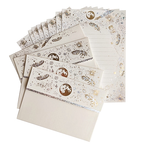 Retro Paper 8 Sheets Stationery Paper & 4Pcs Envelope Sets PW-WG57624-02-1