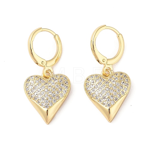 Rack Plating Brass Micro Pave Clear Cubic Zirconia Leverback Earrings Earrings for Women EJEW-G394-32G-1