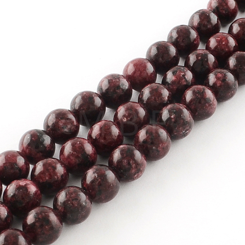 Dyed Natural Sesame Jasper Round Beads Strands G-R342-6mm-11-1