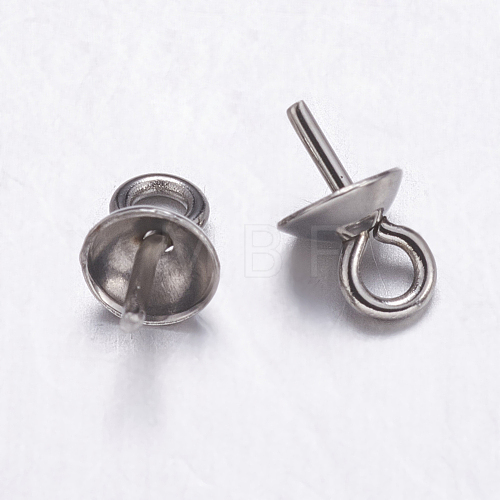 304 Stainless Steel Cup Pearl Peg Bails Pin Pendants STAS-K146-001-5mm-1