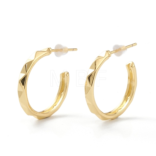 Brass Half Hoop Earrings EJEW-A056-17G-1