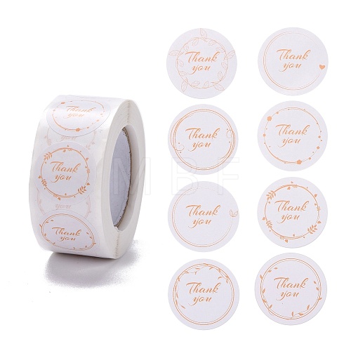 Flat Round Paper Thank You Stickers DIY-C042-13A-1