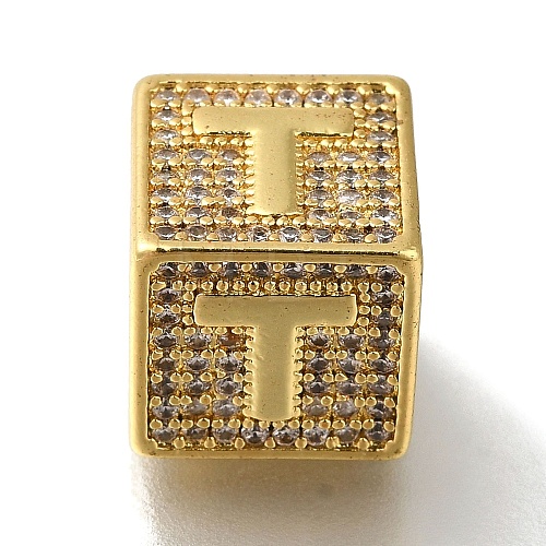 Brass Cubic Zirconia Beads KK-Q818-01T-G-1