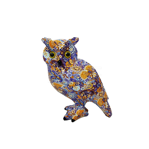 Resin Flower Owl Figurine Statue for Home Office Desktop Ornament PW-WGE0F0E-06-1