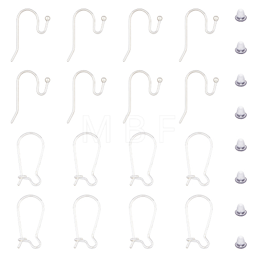 16Pcs 2 Styles 925 Sterling Silver Hoop Earrings & Earring Hooks STER-DC0001-11-1
