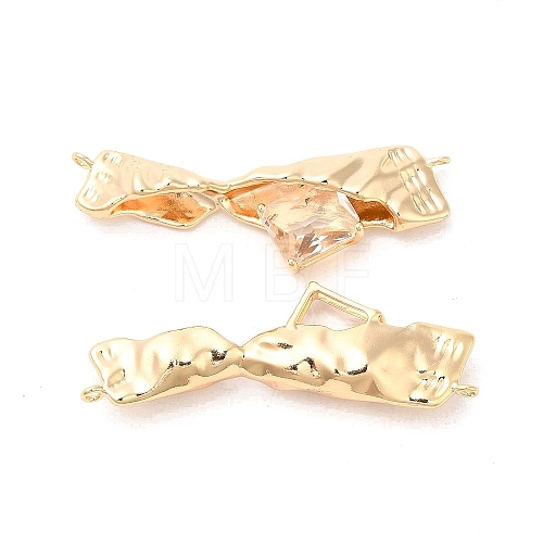 Brass Link Connector with Glass Charms KK-Q773-09G-01-1