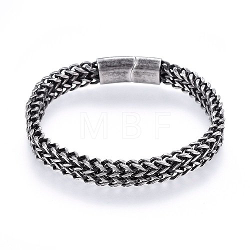 Retro 304 Stainless Steel Mesh Bracelets BJEW-L631-32AS-1
