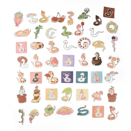 50Pcs 50 Styles PVC Plastic Cartoon Stickers Sets STIC-P004-35-1