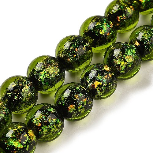 Handmade Dichroic Foil Glass Beads Strands DICH-U001-06J-1