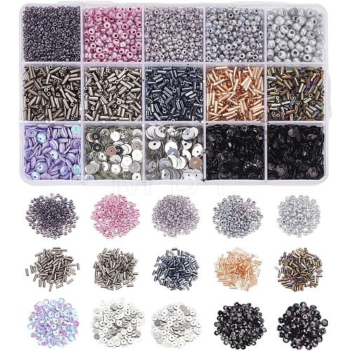  300g 15 Colors Glass Seed Beads SEED-NB0001-30-1