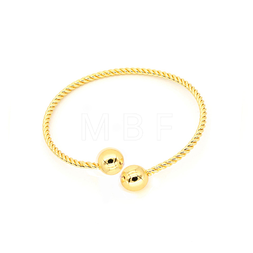 Classic Rack Plating Brass Bead Bangles X-BJEW-E071-11G-1