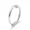 Adjustable Rhodium Plated 925 Sterling Silver Finger Ring Components STER-L055-021P-2