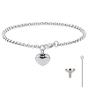 2Pcs Heart Non-Tarnish Stainless Steel Charm Bracelets BJEW-CN0001-23P-1