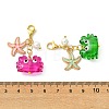 4Pcs 4 Colors Crab & Starfish Alloy Enamel & Glass Pendant Decorations HJEW-TA00457-3