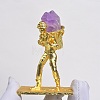 Alloy Miner Ornaments with Raw Natural Amethyst PW23041802704-1