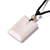 Dyed Natural Fossil Coral Rectangle Pendant Necklace for Women NJEW-C002-02A-3
