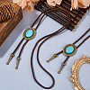 2Pcs Alloy with Synthetic Gemstone Oval Bolo Tie Necklaces NJEW-DC0001-29-4