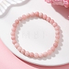 Natural Pink Opal Round Beaded Stretch Bracelets for Women BJEW-JB12836-01-2