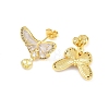 Brass Micro Pave Cubic Zirconia Stud Earring Findings CU-CBAA5EE-03G-B-2