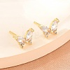 Brass Micro Pave Cubic Zirconia Stud Earrings for Women KK-A305-06G-01-1
