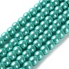 Baking Paint Pearlized Glass Pearl Round Bead Strands HY-XCP0001-18-1