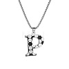 201 Stainless Steel Soccer Initial Pendant Necklacess for Men Women WG63E1E-16-1