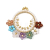 Faceted Round Natural Amethyst & Green Aventurine & Red Jasper & Howlit & Sunstone & Rose Quartz & Dyed Magnesite & Glass Seed Beaded Chakra Pendants PALLOY-MZ01406-1