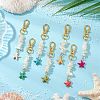 Natural White Mother of Pearl Shell & Synthetic Turquoise Starfish Pendant Decorations X-HJEW-JM02986-2