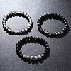 3Pcs Synthetic Non-magnetic Hematite & Natural Picture Jasper & Map Stone Beaded Stretch Bracelets Set for Men WG2E47F-01-4