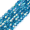 AB Color Plated Transparent Glass Beads Strands GLAA-G127-01O-1