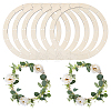 6Pcs Unfinished Wooden Hanging Wreath Frame WOCR-WR0001-02-1