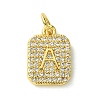 Rack Plating Brass Micro Pave Clear Cubic Zirconia Charms KK-G501-01A-G-1
