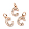 Brass Micro Pave Grade AAA Cubic Zirconia Charms LS-ZIRC-P067-11RG-C-NR-1