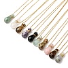 Openable Faceted Natural & Synthetic Mixed Stone Perfume Bottle Pendant Necklaces for Women NJEW-F296-03G-1