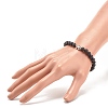 Natural Lava Rock Stretch Bracelet with Alloy Turtle Beaded BJEW-JB08309-02-3