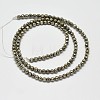 Natural Pyrite Round Beads Strands G-F197-09-4mm-3